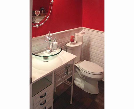 red walled bathroom