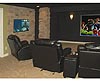 basement with a big screen